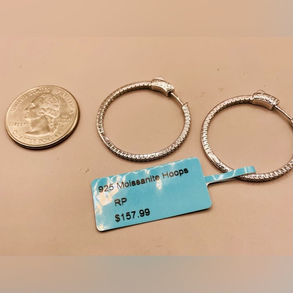 Sterling silver moissanite hoops. .49 carat weight. Brand new. Never been worn. - Picture 6 of 8